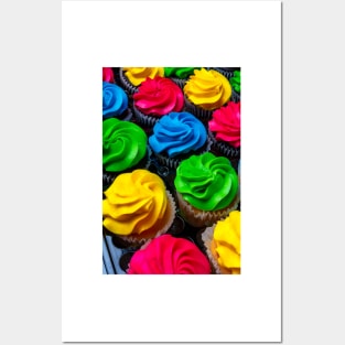 Rows Of Colored Frosting Cupcakes Posters and Art